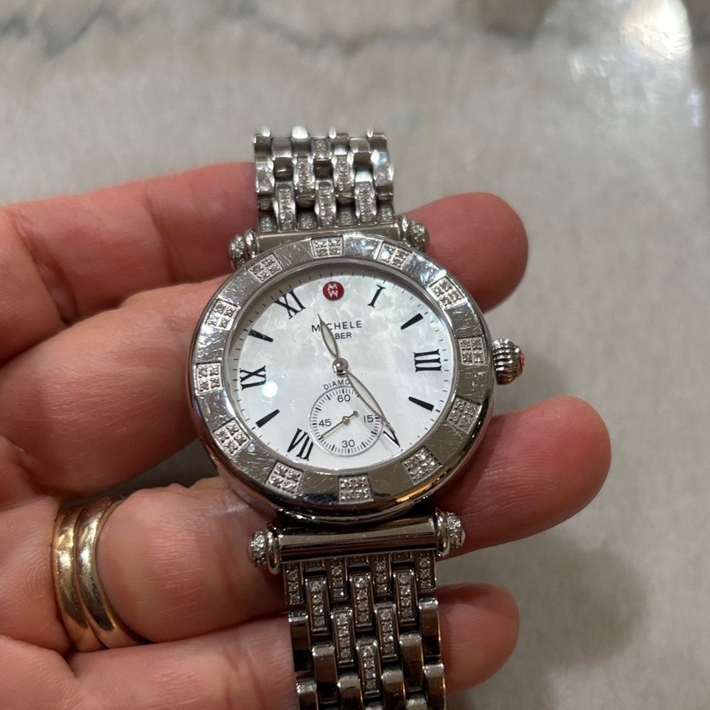 🔥 ❤️ Michele 💥❤️ Silver and White Women's Watch